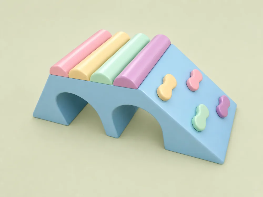 Pastel soft play climber with steps